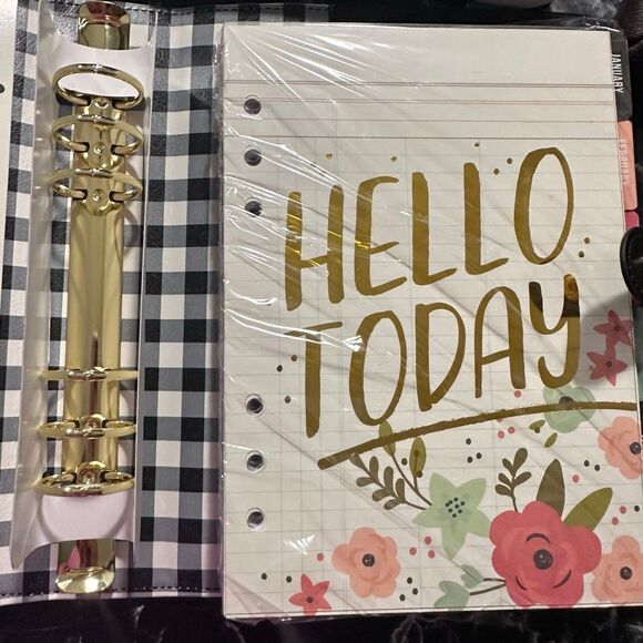 carpe diem buffalo plaid A5 boxed planner set undated hello today NEW - Picture 6 of 7
